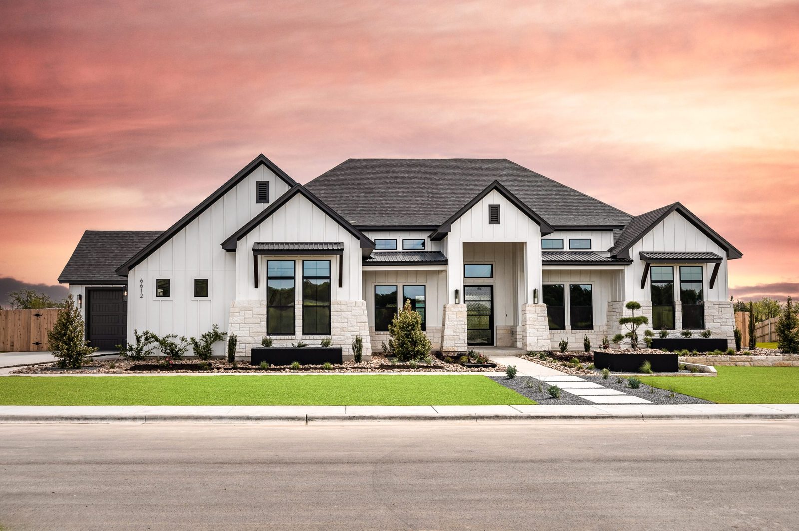 Flintrock Builders model home exterior in King Oaks, Salado, Texas