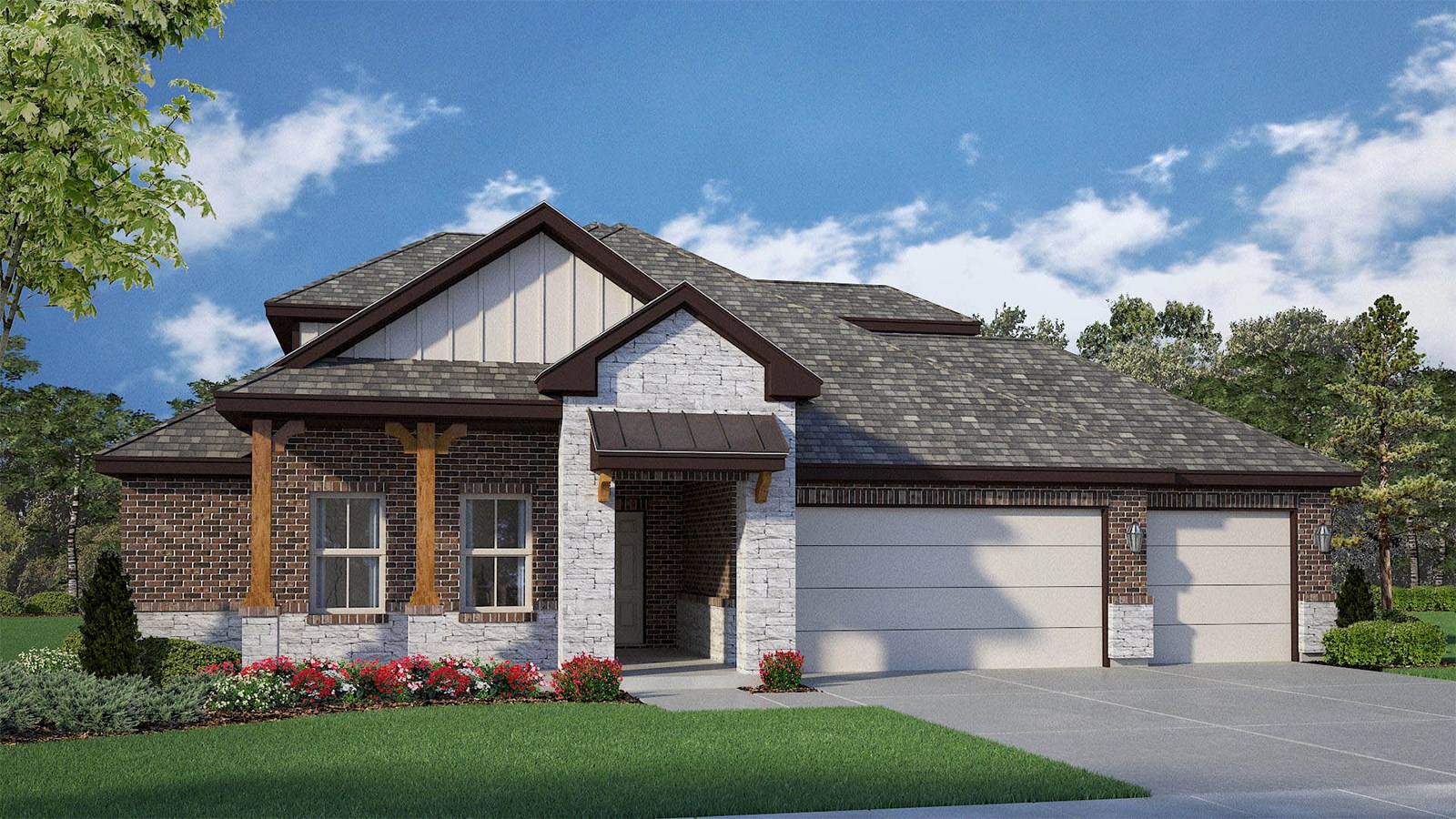 Newburgh plan rendering — new construction D.R. Horton home at 14514 Egon Dr, Salado, Texas (images representative of plan)
