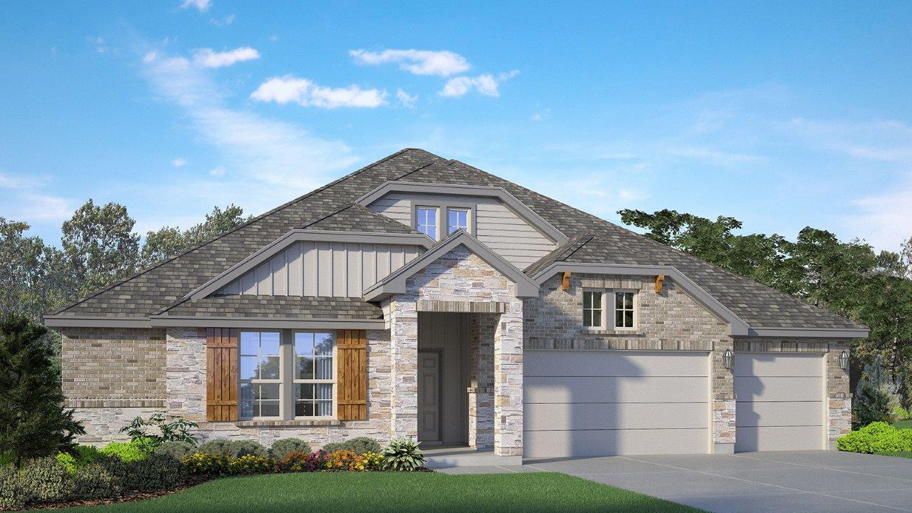 Parker II plan rendering — new construction D.R. Horton home at 14520 Egon Dr, Salado, Texas (images representative of plan)
