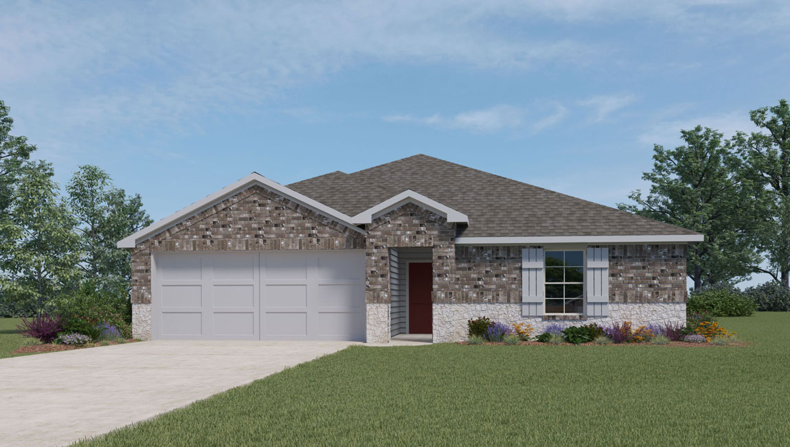 Bellvue plan rendering — new construction D.R. Horton home at 1509 Cordus Jackson Jr Lane, Killeen, Texas (images representative of plan)