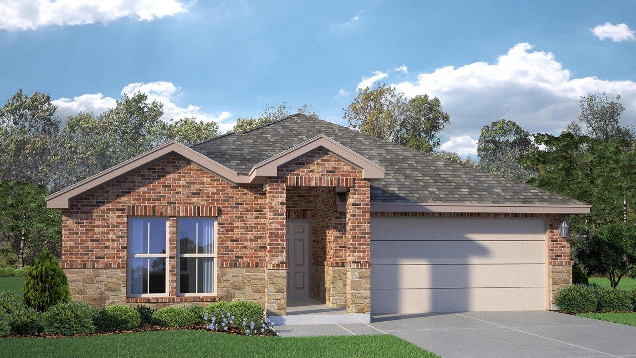 Monroe plan rendering — new construction D.R. Horton home at 229 Dora Drive, Killeen, Texas (images representative of plan)