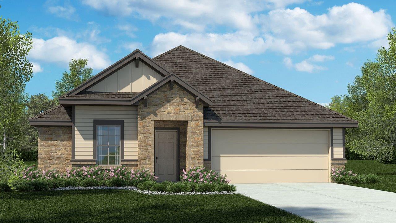 Everett plan rendering — new construction D.R. Horton home at 241 Dora Drive, Killeen, Texas (images representative of plan)