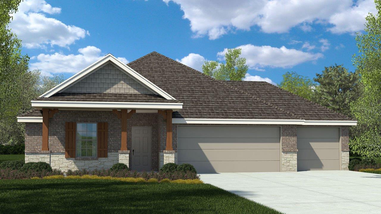 Everett plan rendering — new construction D.R. Horton home at 9832 Jett Drive, Temple, Texas (images representative of plan)