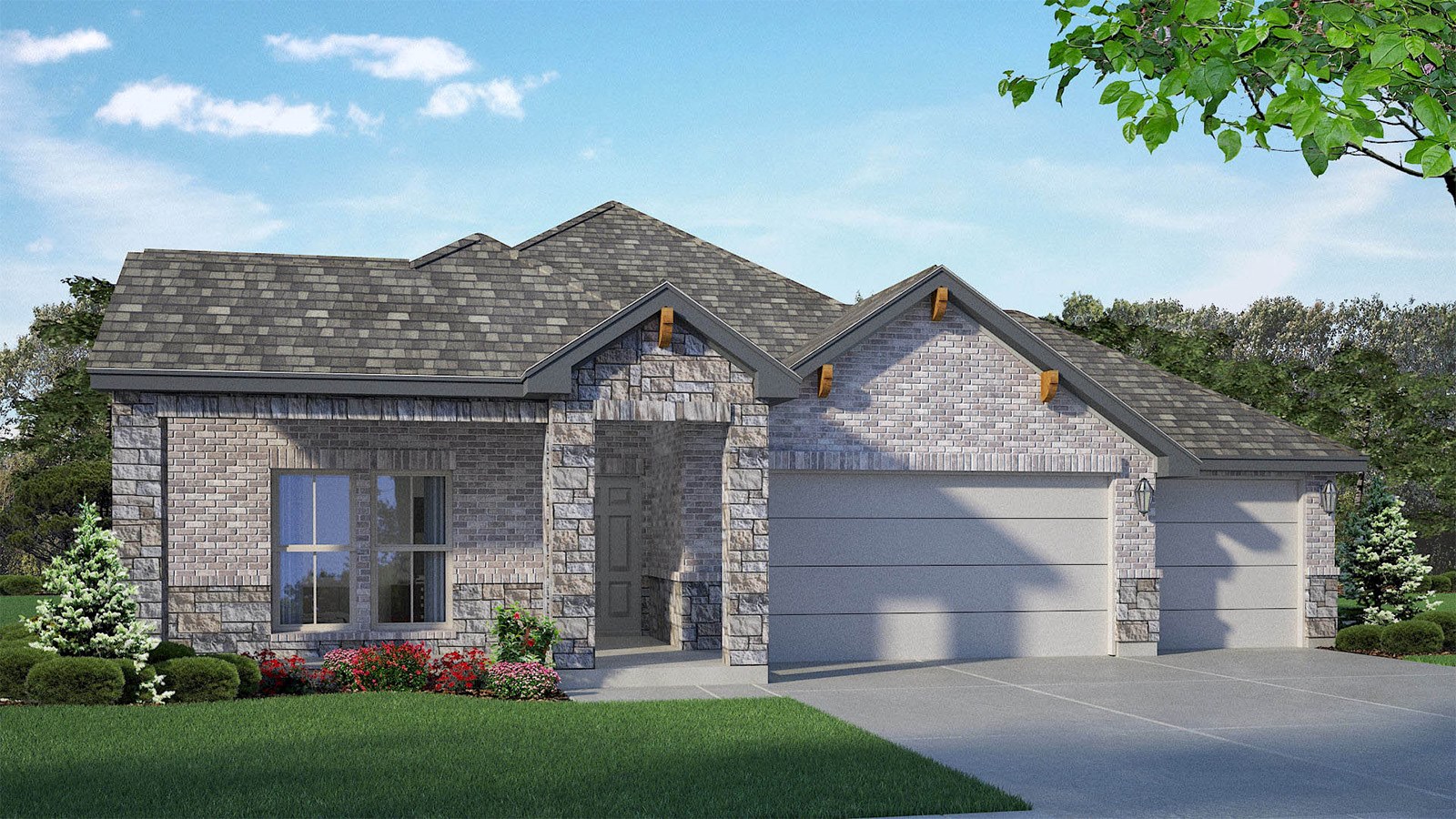 Monroe plan rendering — new construction D.R. Horton home at 9906 Jett Drive, Temple, Texas (images representative of plan)