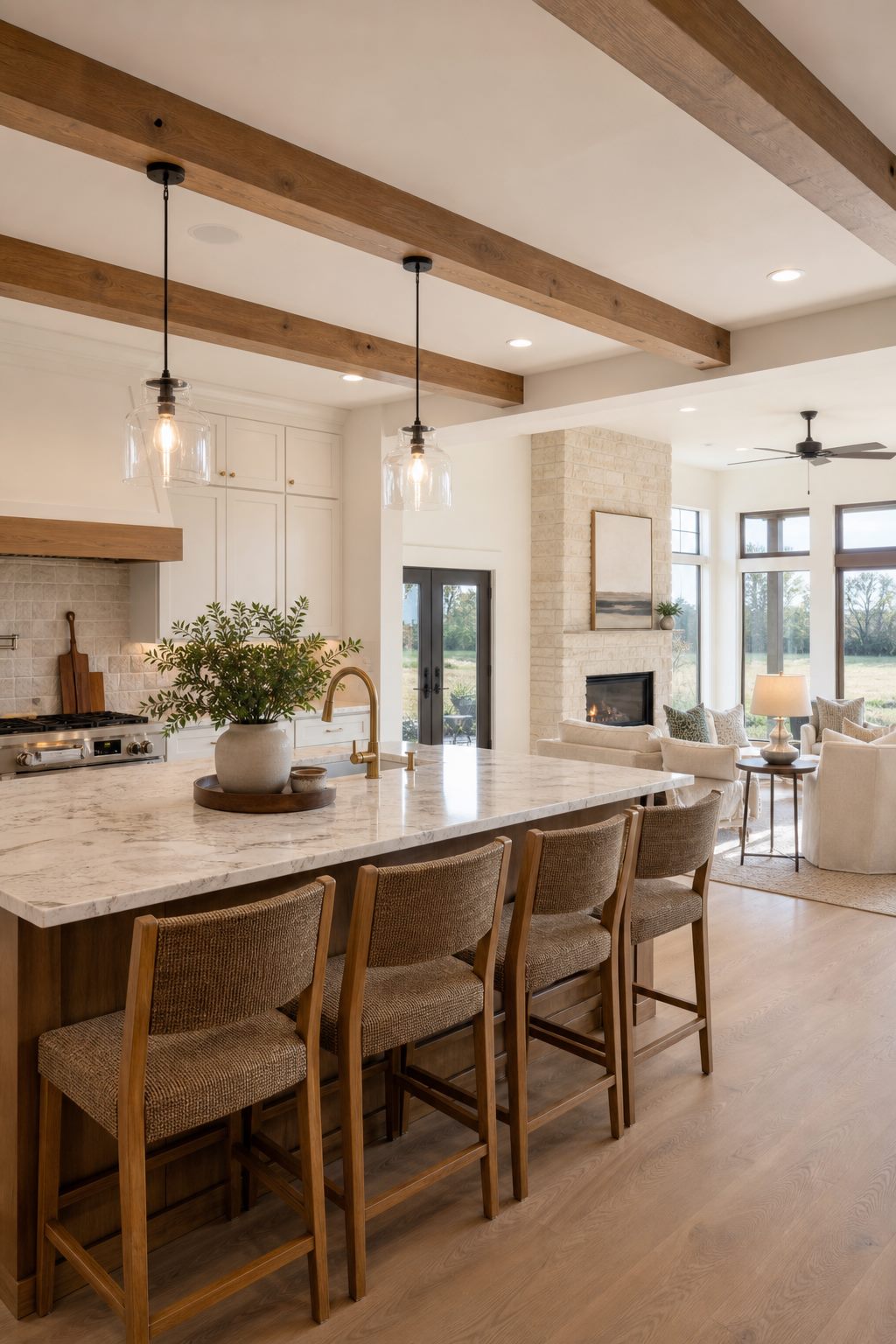 Salado Texas model home kitchen and living area